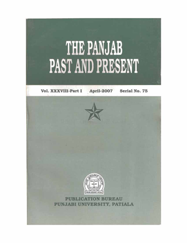 The Punjab Past and Present Vol XXXVIII Part I 